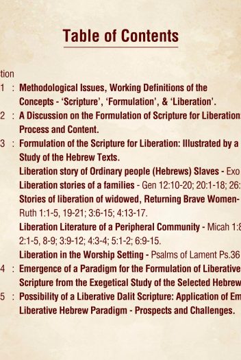 The Formulation od Scripture-Liberative Hebrew Paradigm for Dalit Scripture - content